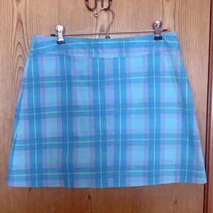 Lilly Pulitzer blue pink plaid skort, size 6